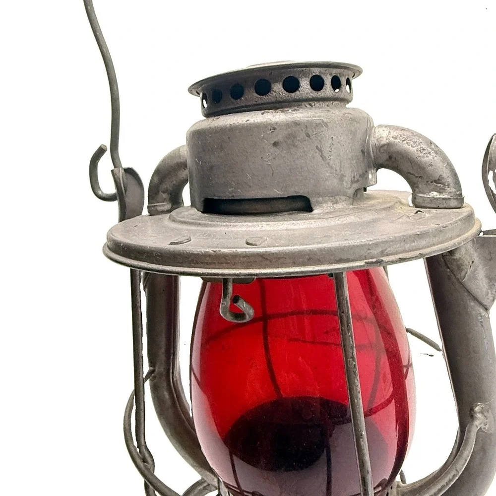 Vintage Dietz Vesta Railroad Lantern Red Globe USA Steampunk Industrial Decor